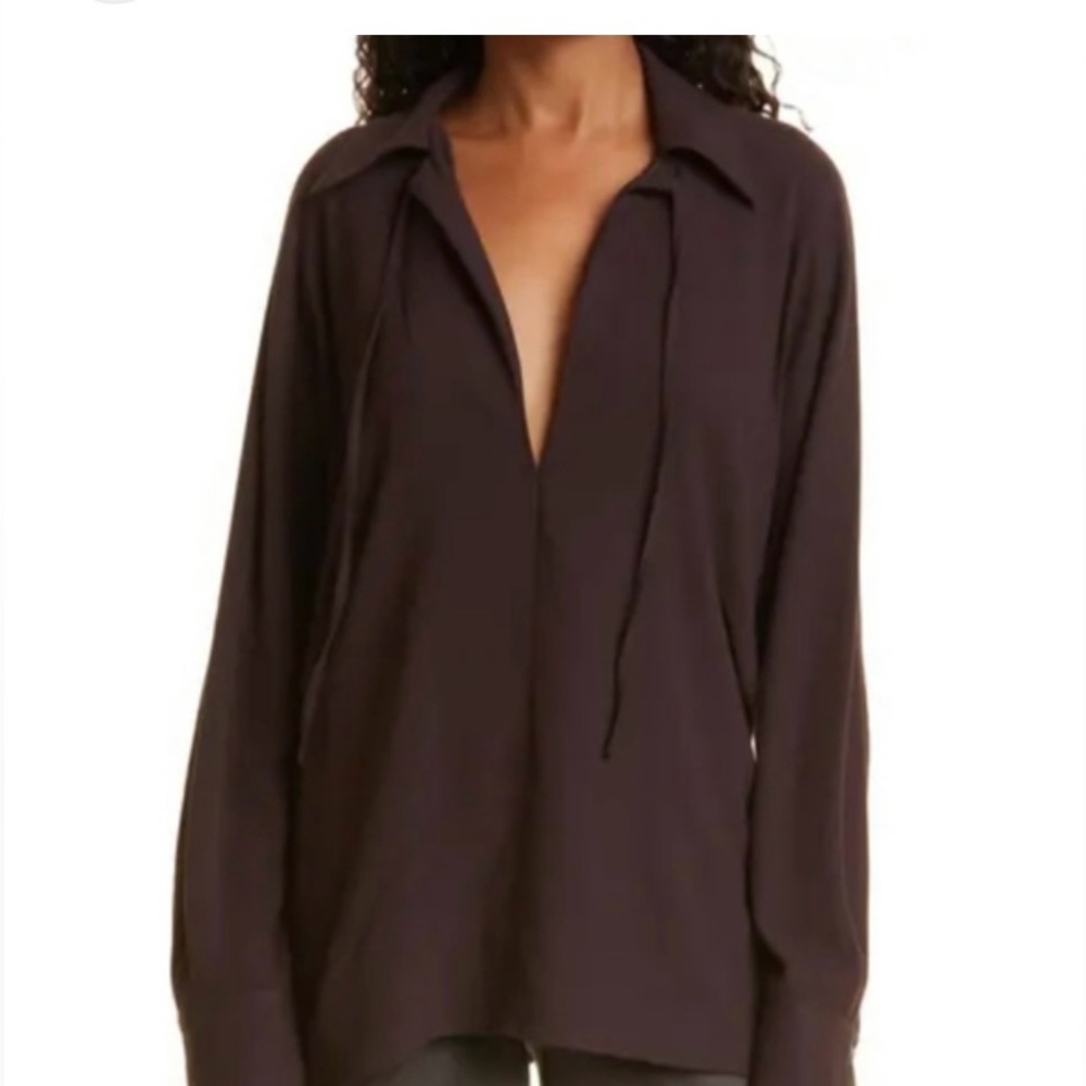 Vince Tie Neck collar Blouse in Plum wine